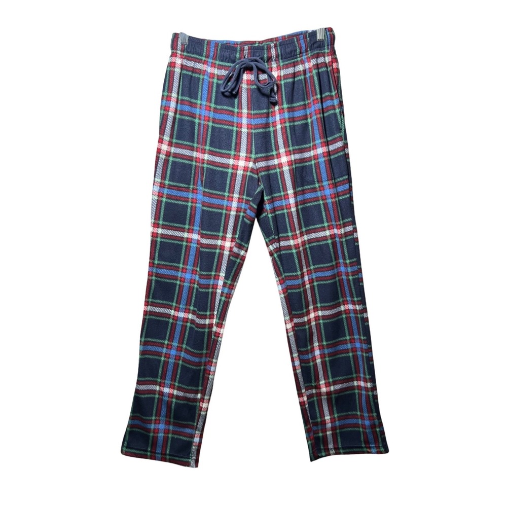 Cuddl Duds Mens Plaid Fleece Pajama Pants Navy Blue Red Green Size Medium